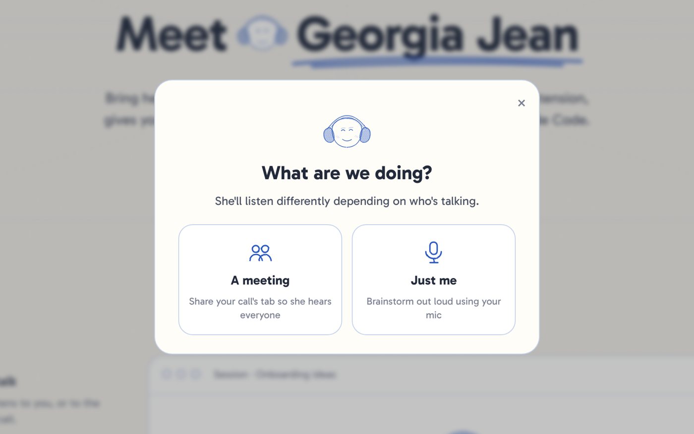 The choice between A meeting and Just me