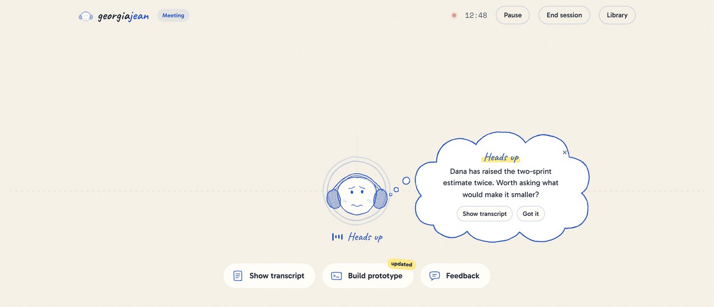 A heads-up in a thought cloud