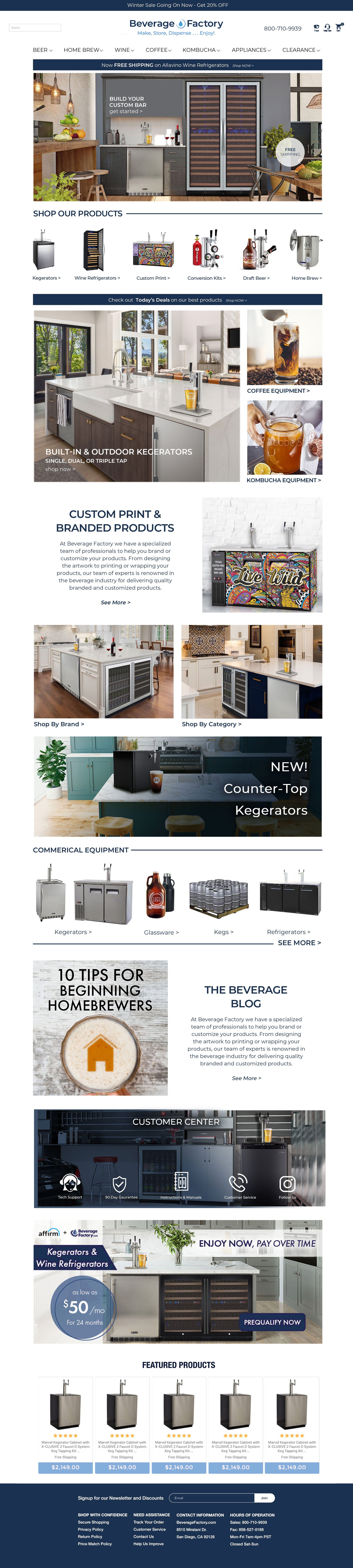 Beverage Factory high-fidelity homepage design