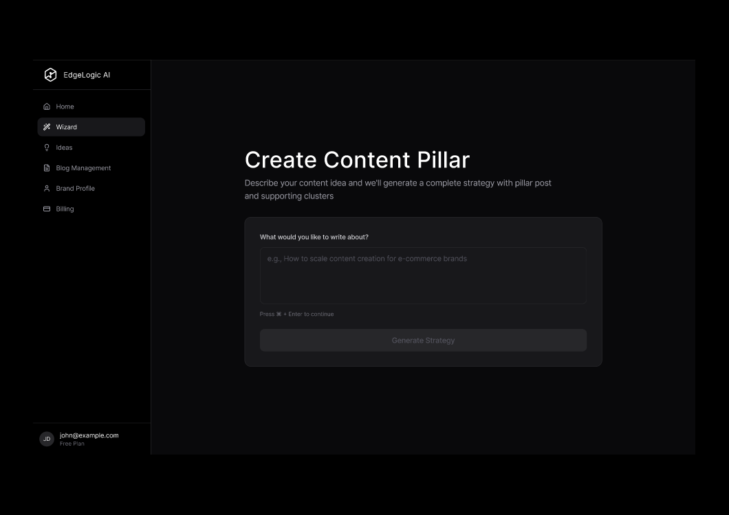 Content pillar creation wizard