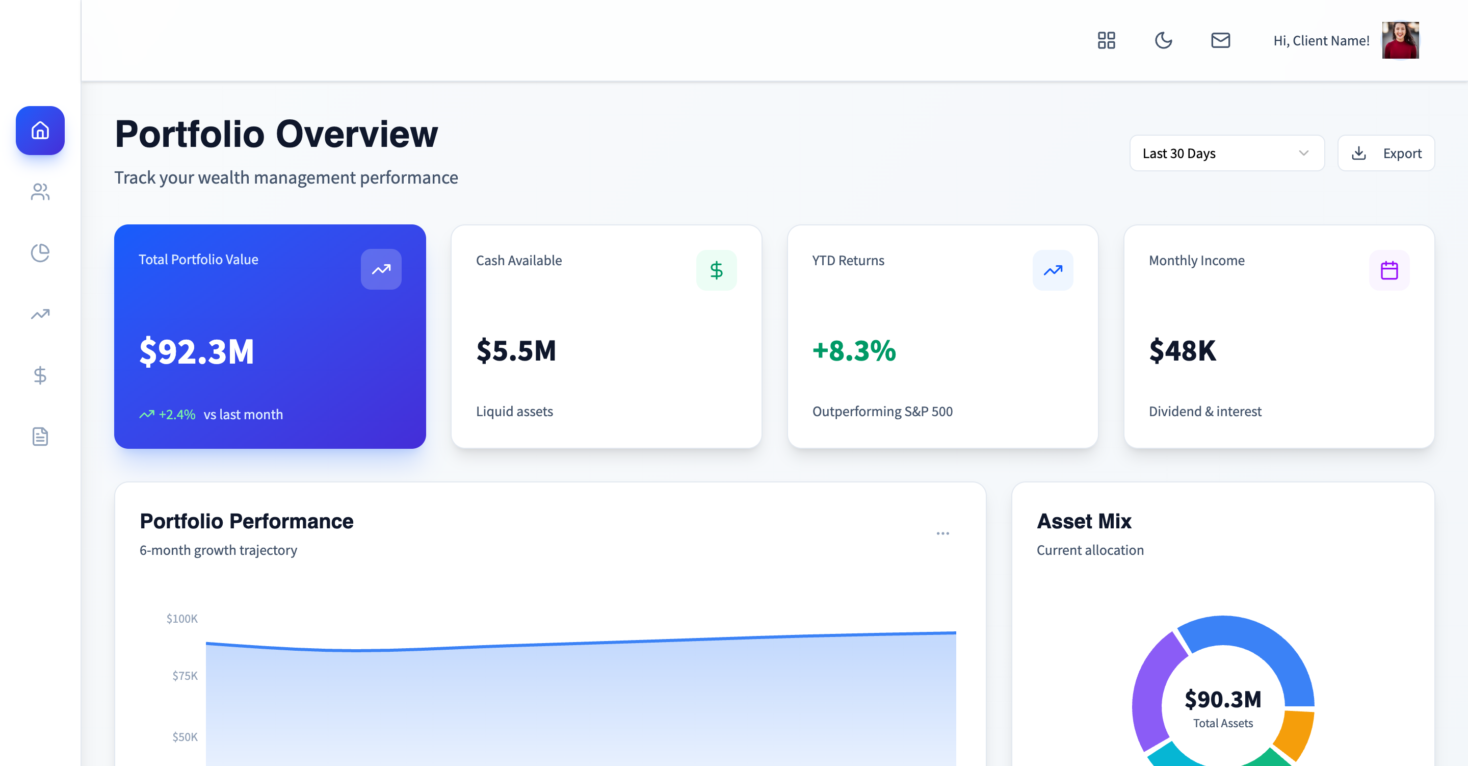 Portfolio Overview, light mode, desktop