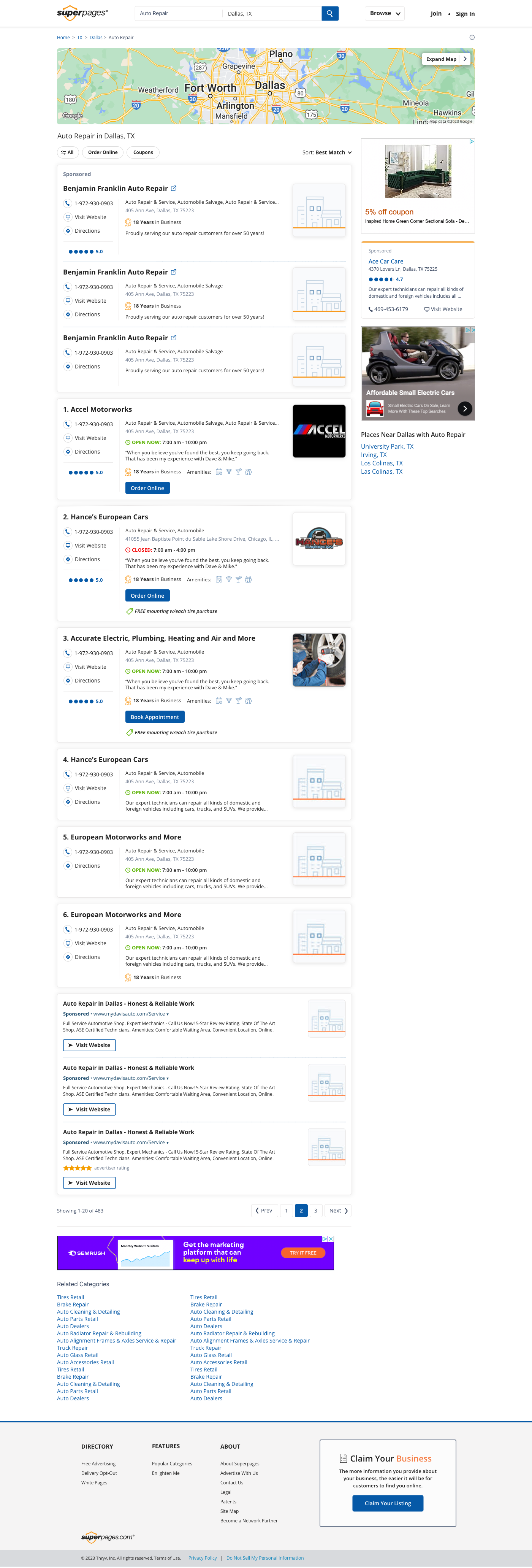 Superpages search results page