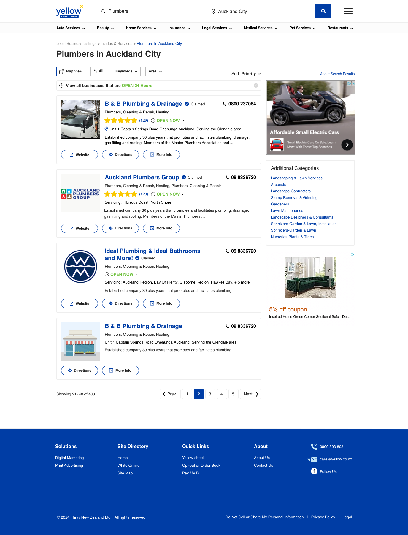 YP NZ search results