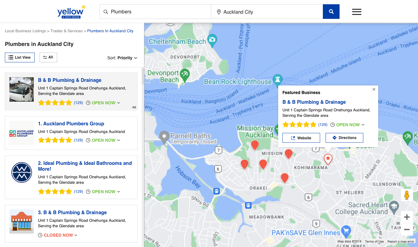 YP NZ map-based search