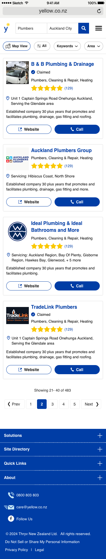 YP NZ mobile SERP