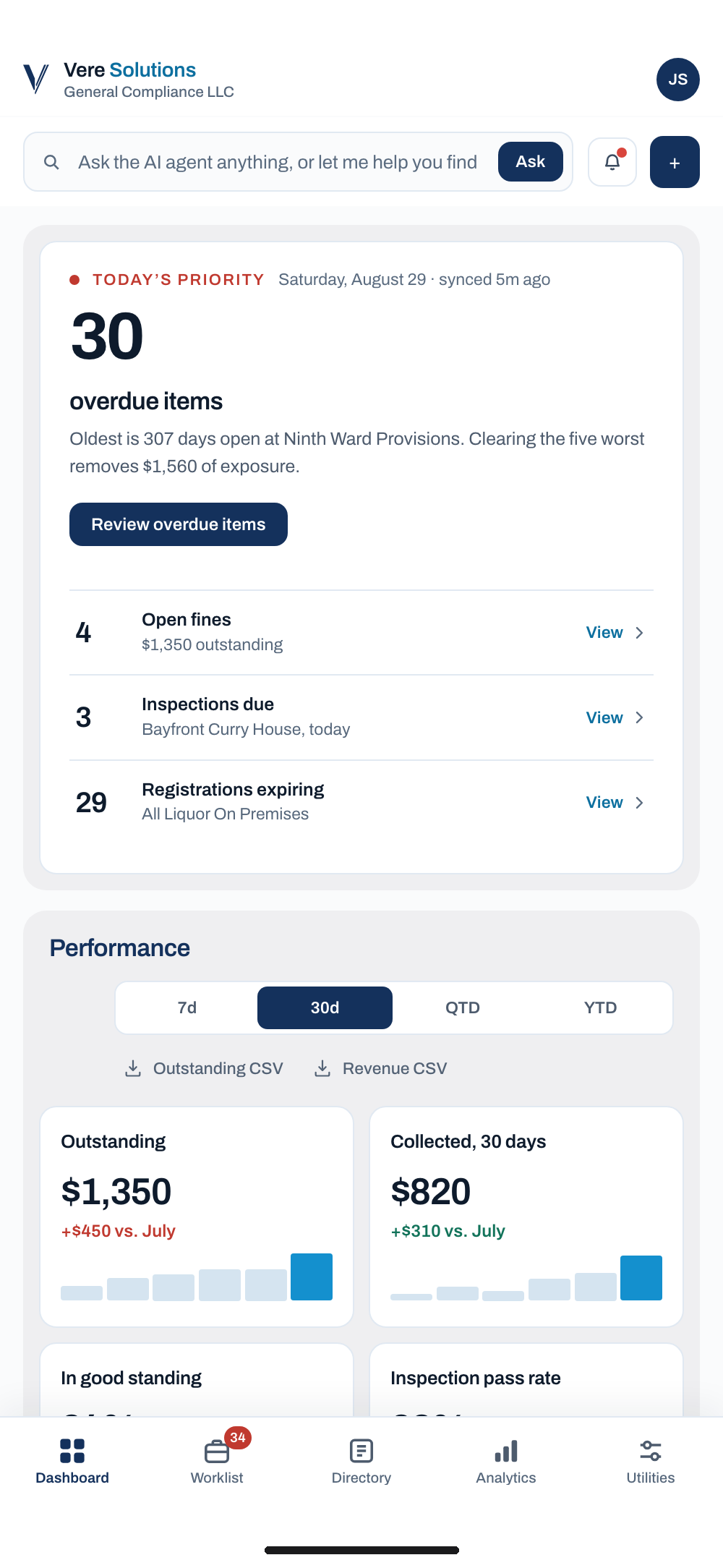 The same dashboard on iPhone