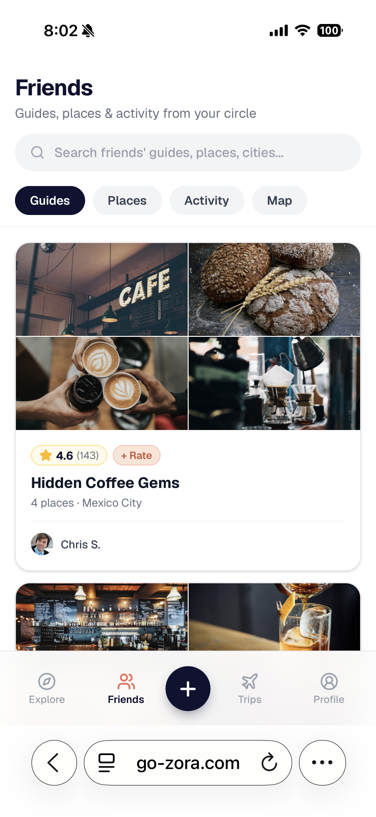 Friends tab with recommendations