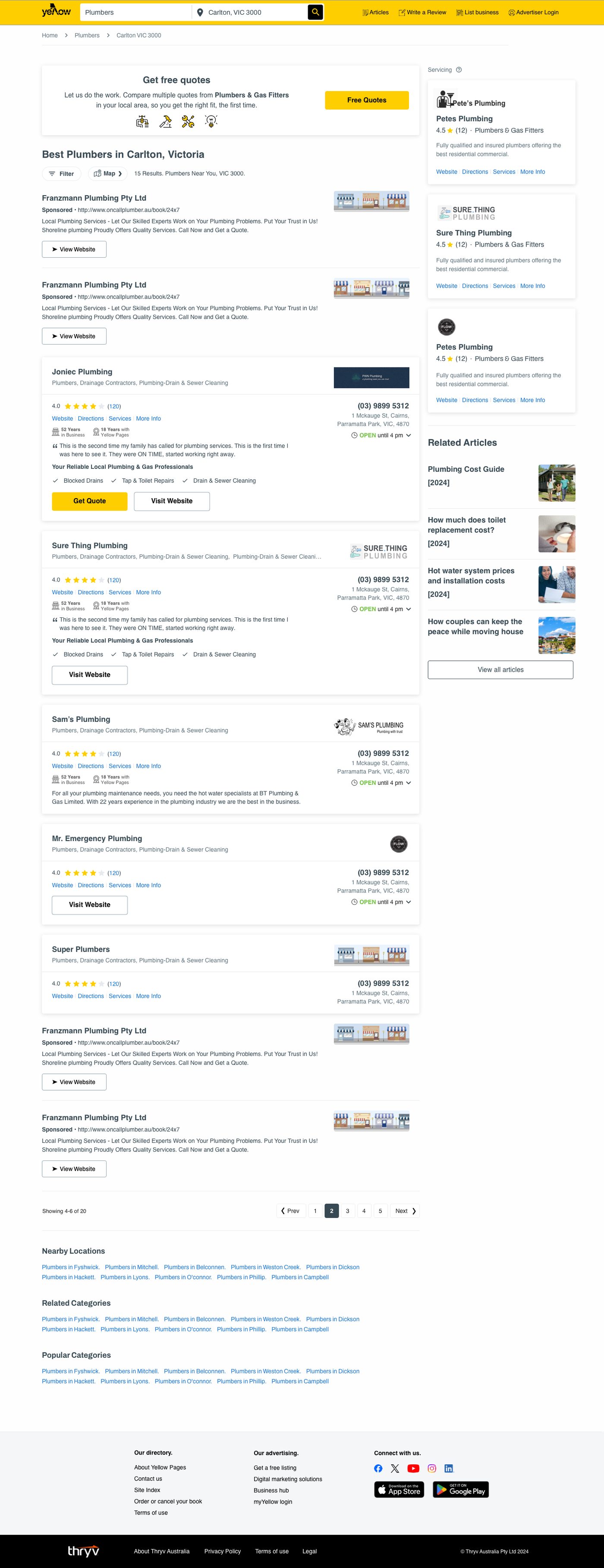 Yellow Pages Australia search results