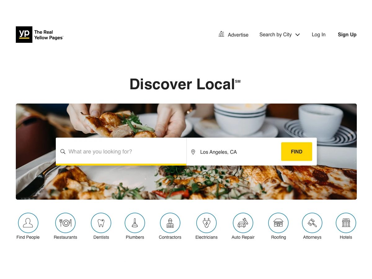 Yellow Pages homepage