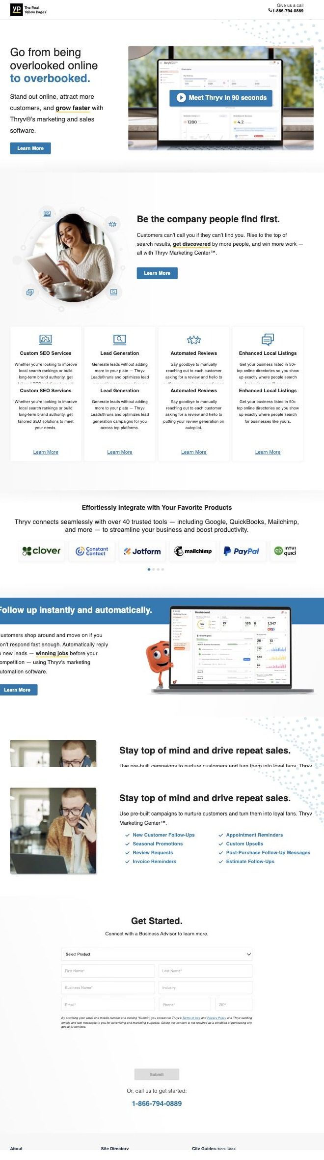 Yellow Pages marketing services page, full